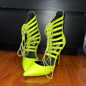 Steve Madden Neon Yellow Gladiator Heels